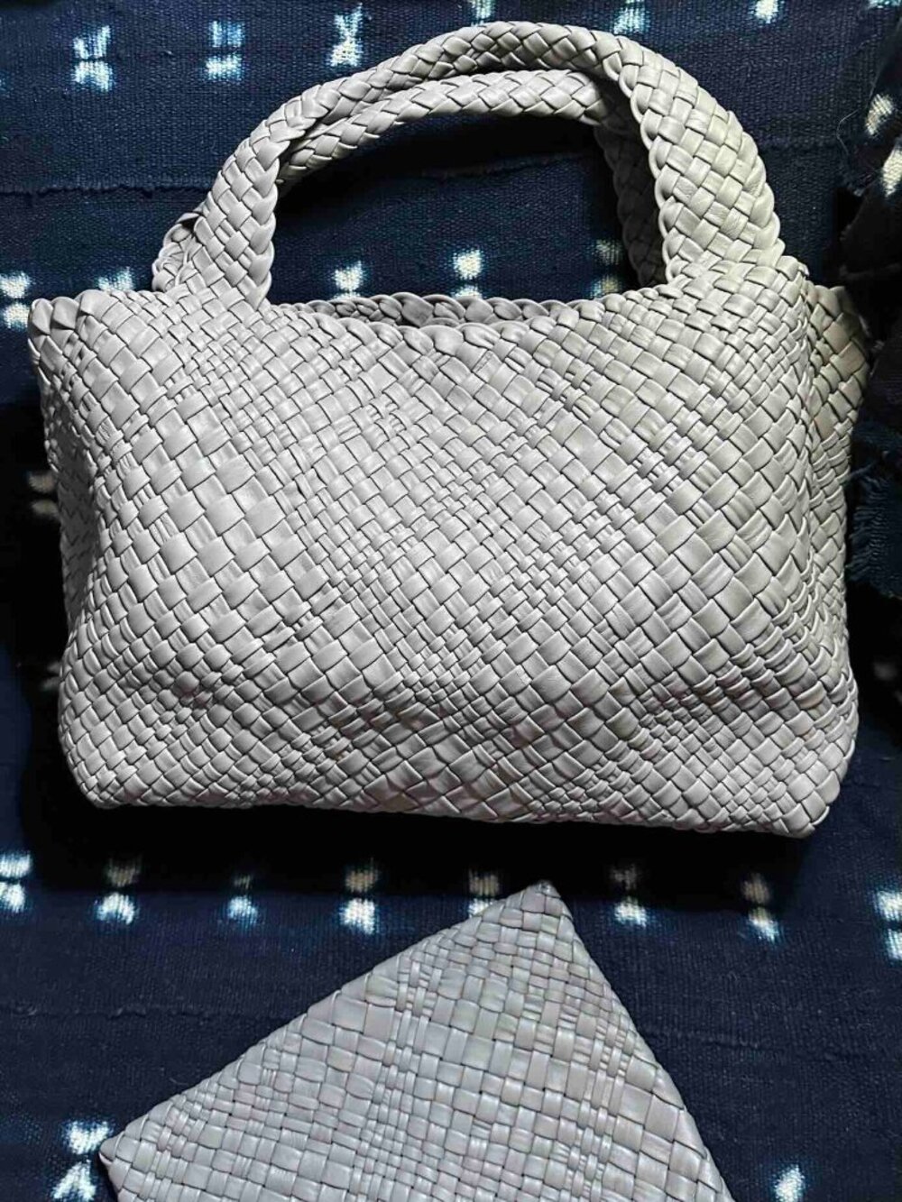 Woven Grey Leather XL Tote Falor Made in Italy Like New